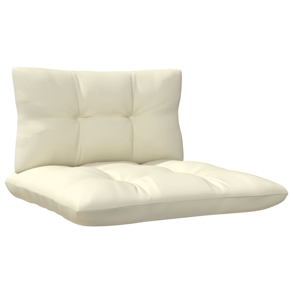 Salon de jardin 3 pcs avec coussins crème bois de pin massif Éléments pour canapés modulables de jardin vidaXL