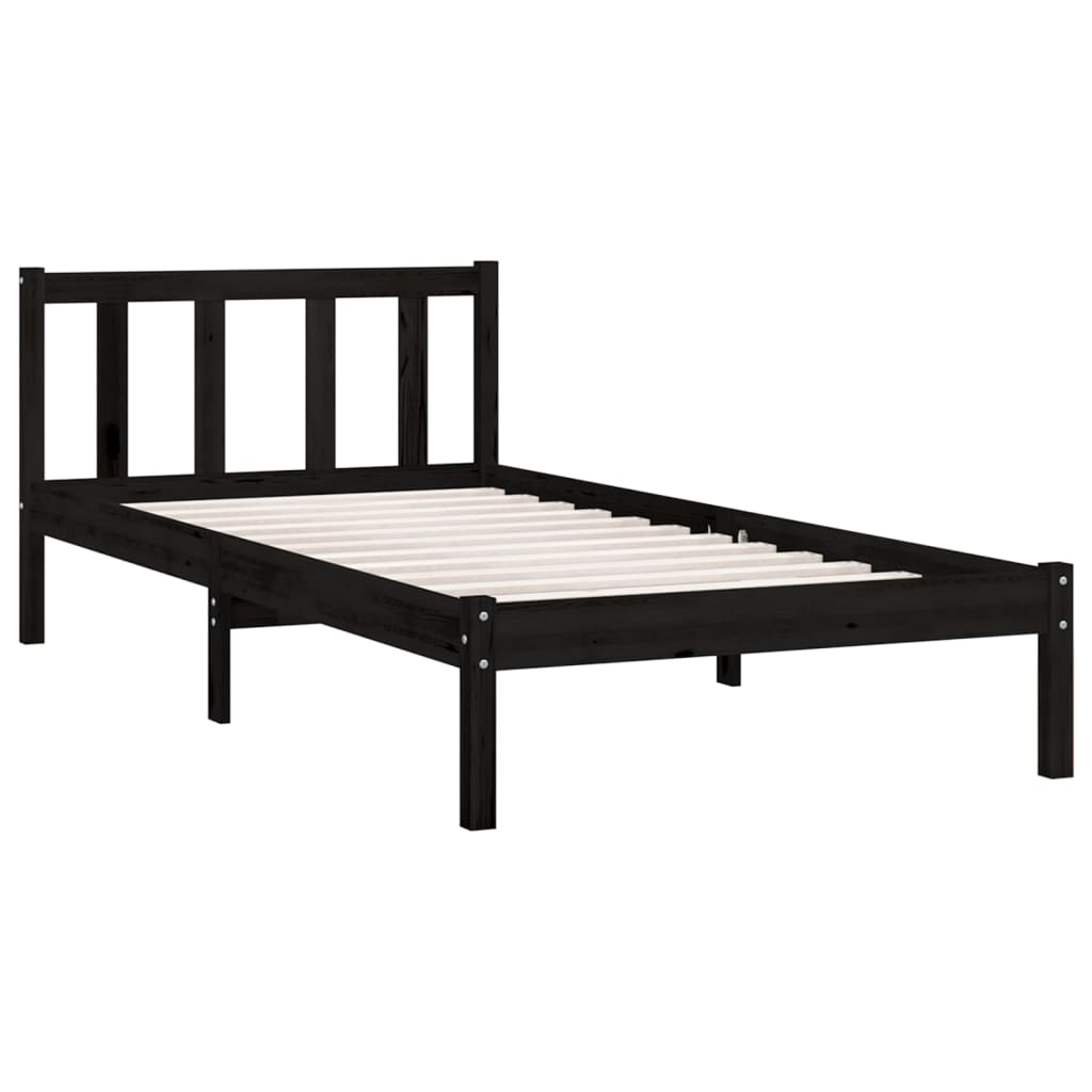 Cadre de lit sans matelas noir bois massif - XIOS