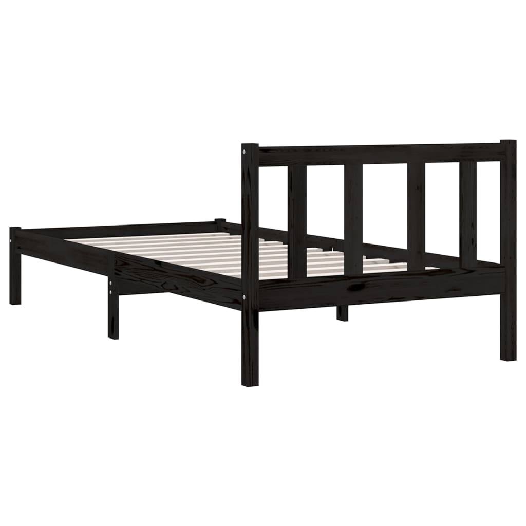 Cadre de lit sans matelas noir bois massif - XIOS