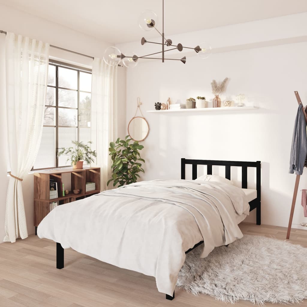 Cadre de lit sans matelas noir bois massif - XIOS