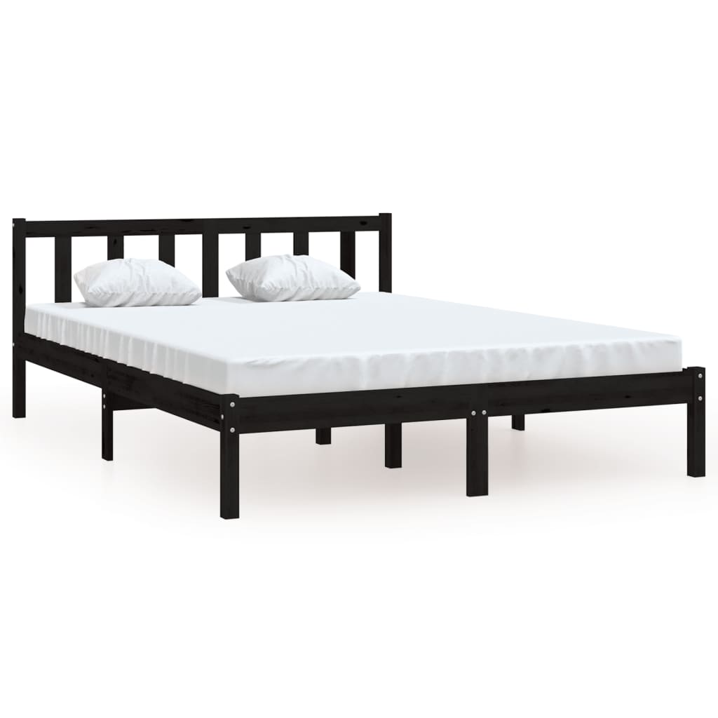 Cadre de lit sans matelas noir bois massif - XIOS