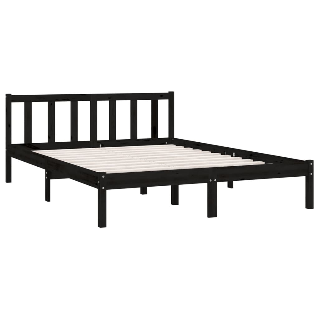 Cadre de lit sans matelas noir bois massif - XIOS