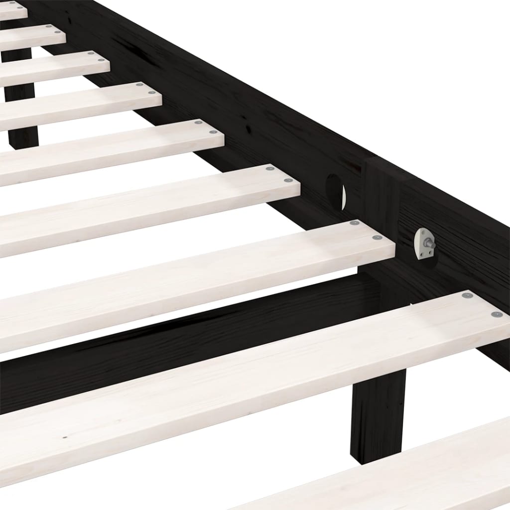 Cadre de lit sans matelas noir bois massif - XIOS