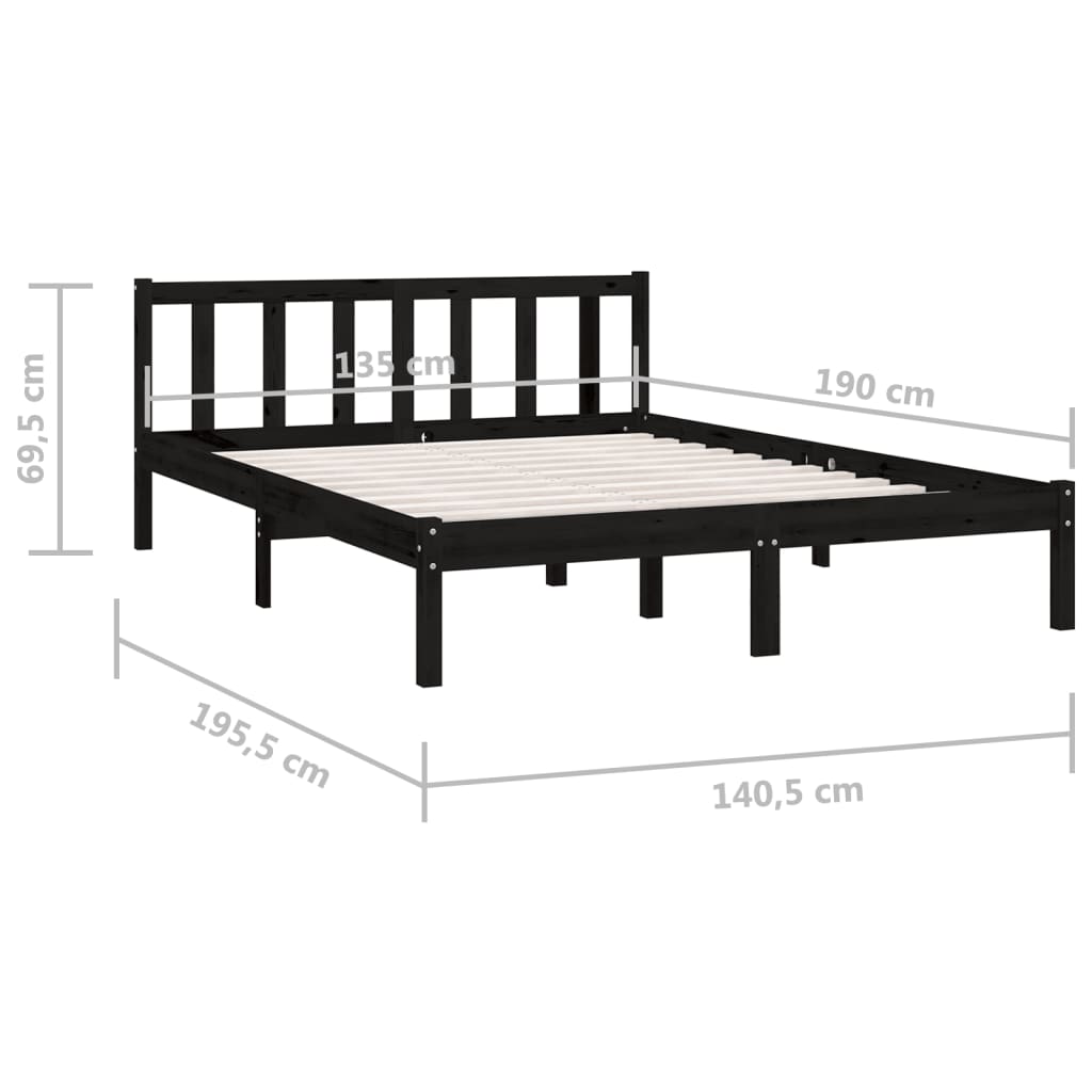 Cadre de lit sans matelas noir bois massif - XIOS