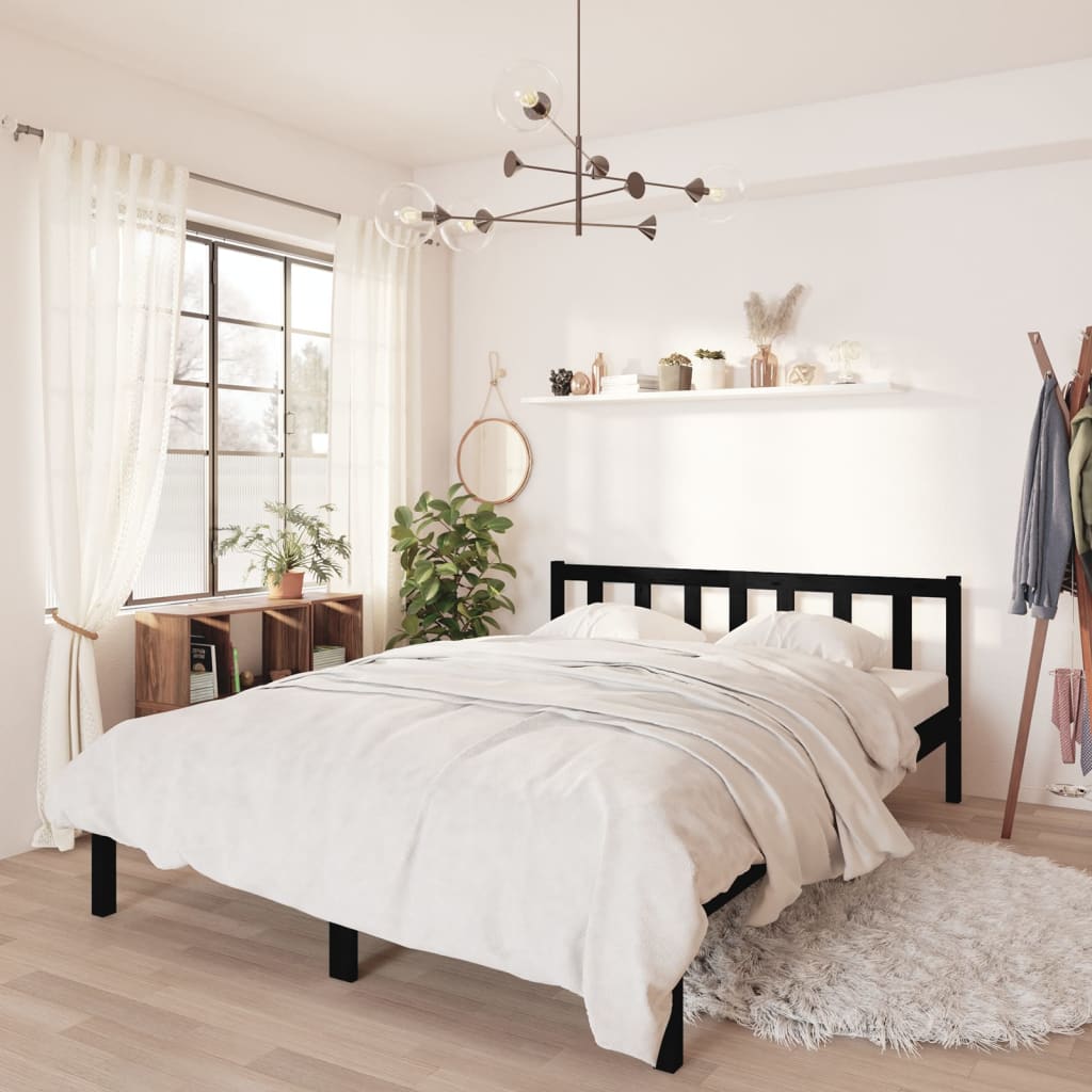 Cadre de lit sans matelas noir bois massif - XIOS