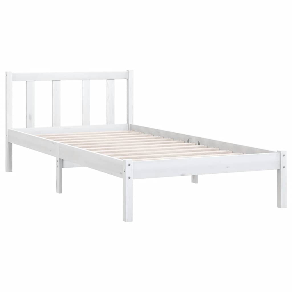 Cadre de lit sans matelas blanc bois massif 90x200 cm - XIOS