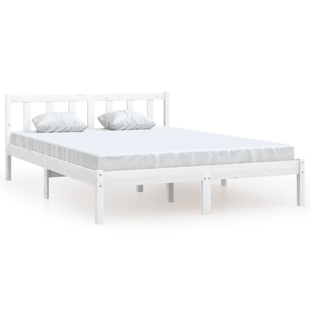 Cadre de lit sans matelas blanc bois de pin massif - XIOS
