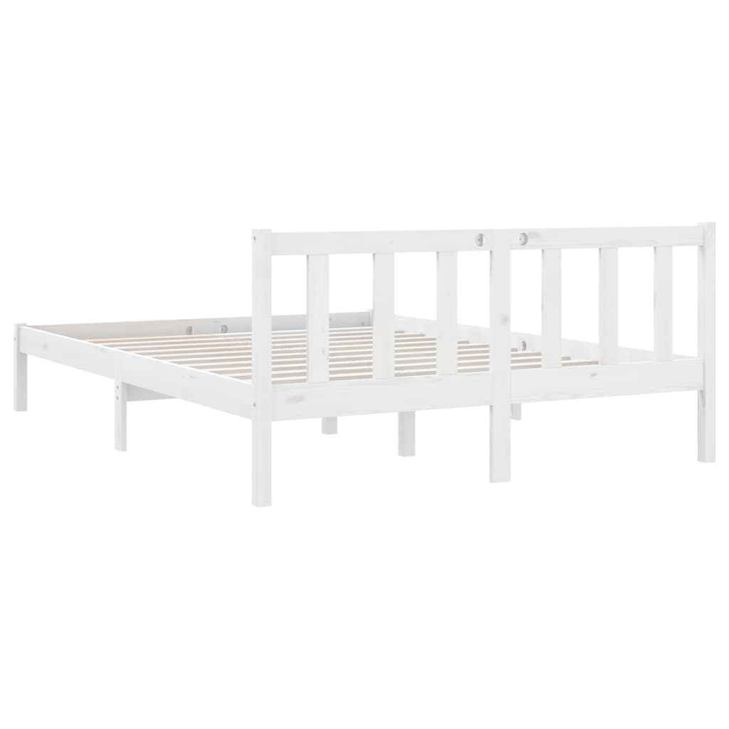 Cadre de lit sans matelas blanc bois de pin massif - XIOS