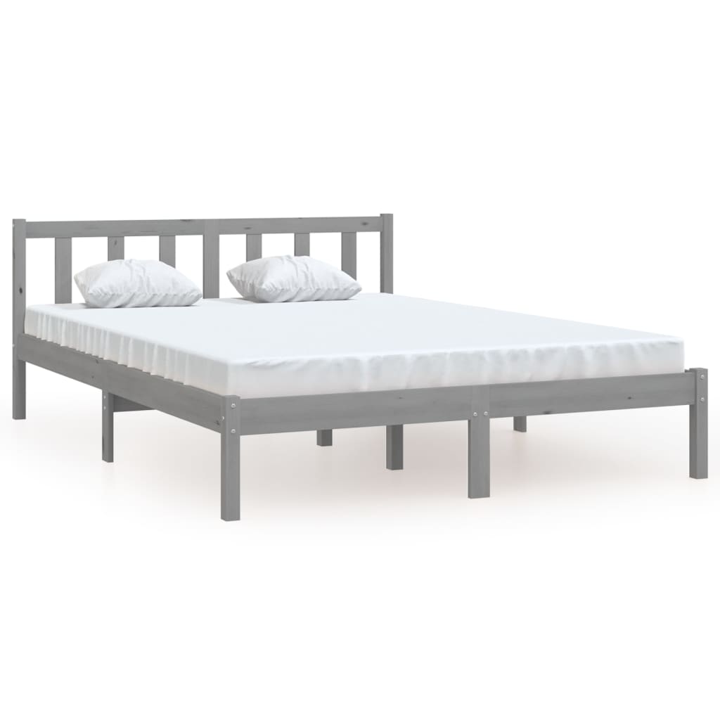 Cadre de lit sans matelas gris bois de pin massif - XIOS
