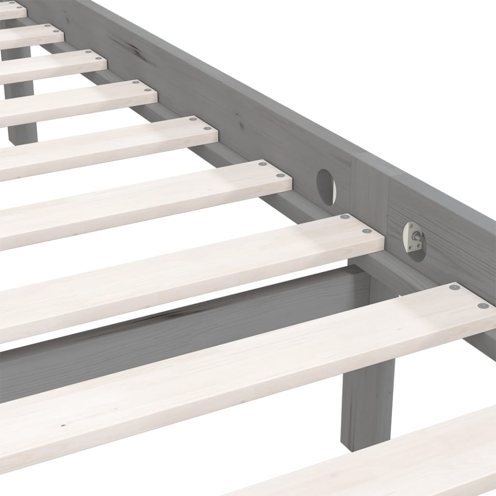 Cadre de lit sans matelas gris bois de pin massif - XIOS
