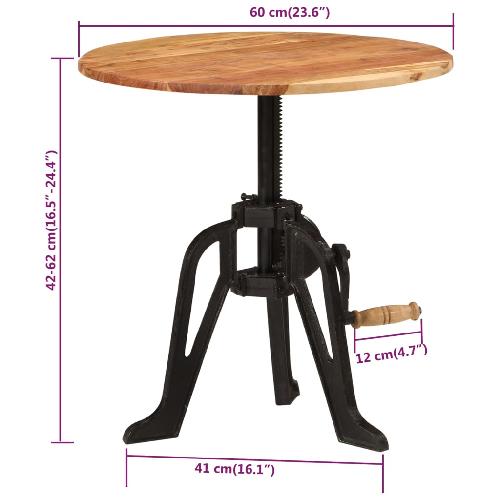 Table d'appoint 60x(42-62) cm Bois massif d'acacia et fonte Tables d'appoint vidaXL