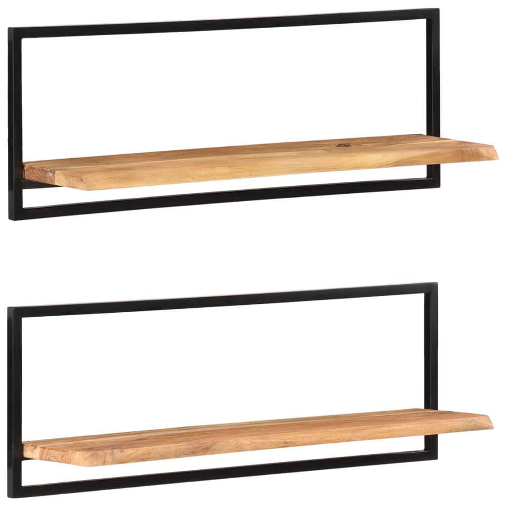 Étagères murales 2 pcs 100x24x35 cm Bois d'acacia et acier Étagères murales & corniches vidaXL