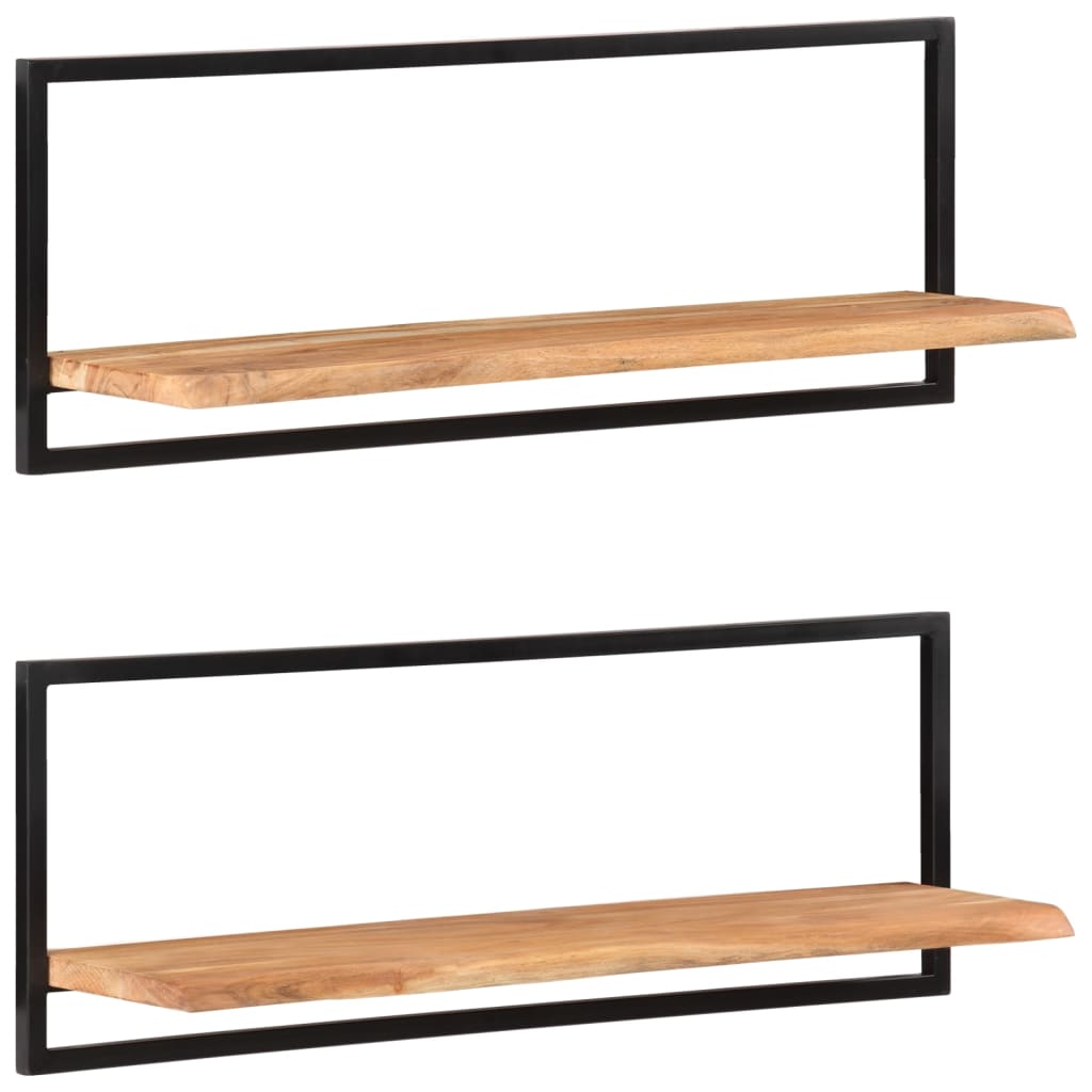 Étagères murales 2 pcs 100x24x35 cm Bois d'acacia et acier Étagères murales & corniches vidaXL