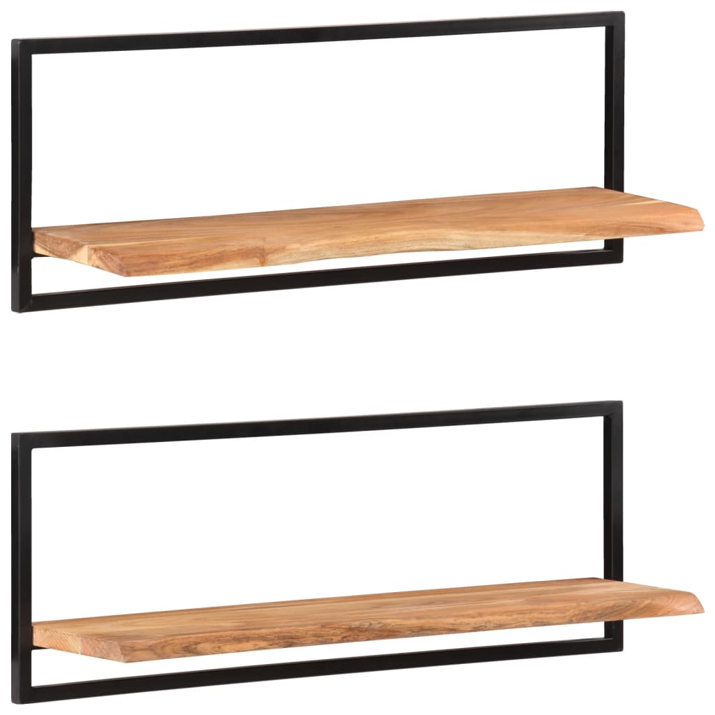 Étagères murales 2 pcs 100x24x35 cm Bois d'acacia et acier Étagères murales & corniches vidaXL
