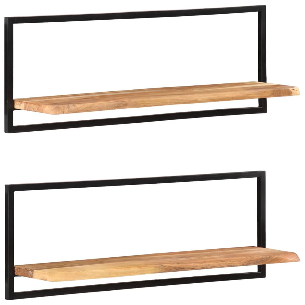 Étagères murales 2 pcs 100x24x35 cm Bois d'acacia et acier Étagères murales & corniches vidaXL