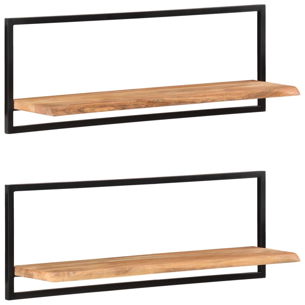 Étagères murales 2 pcs 100x24x35 cm Bois d'acacia et acier Étagères murales & corniches vidaXL