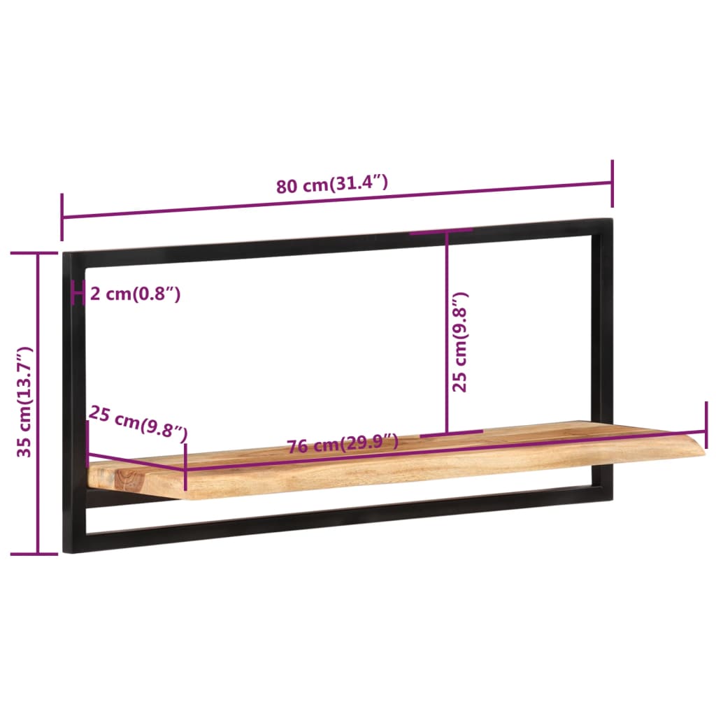 Étagères murales 2 pcs 80x25x35 cm Bois d'acacia et acier - XIOS