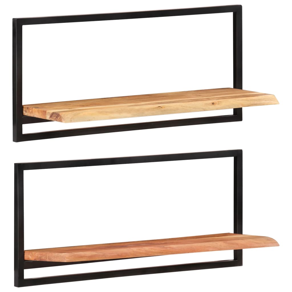 Étagères murales 2 pcs 80x25x35 cm Bois d'acacia et acier - XIOS