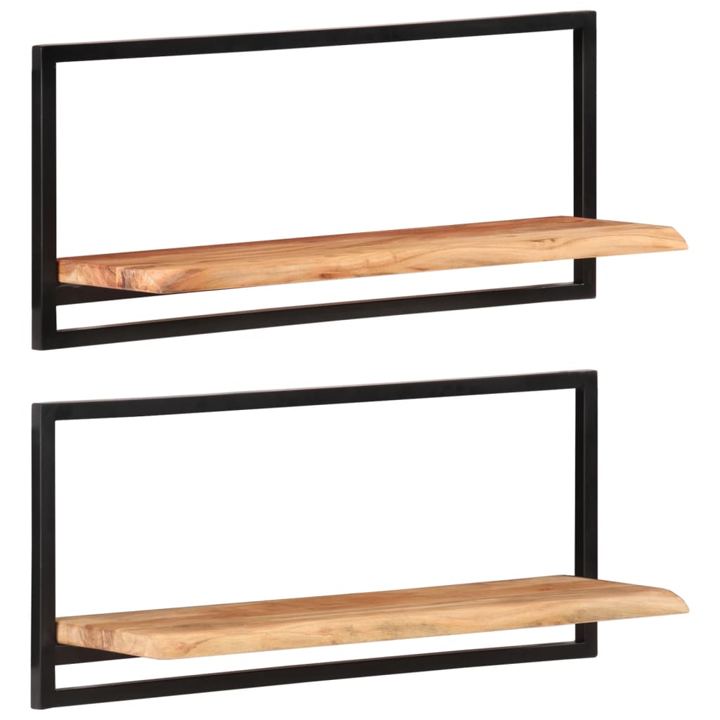 Étagères murales 2 pcs 80x25x35 cm Bois d'acacia et acier - XIOS