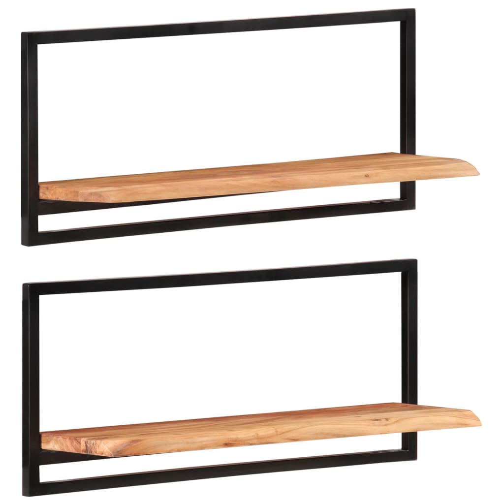 Étagères murales 2 pcs 80x25x35 cm Bois d'acacia et acier - XIOS
