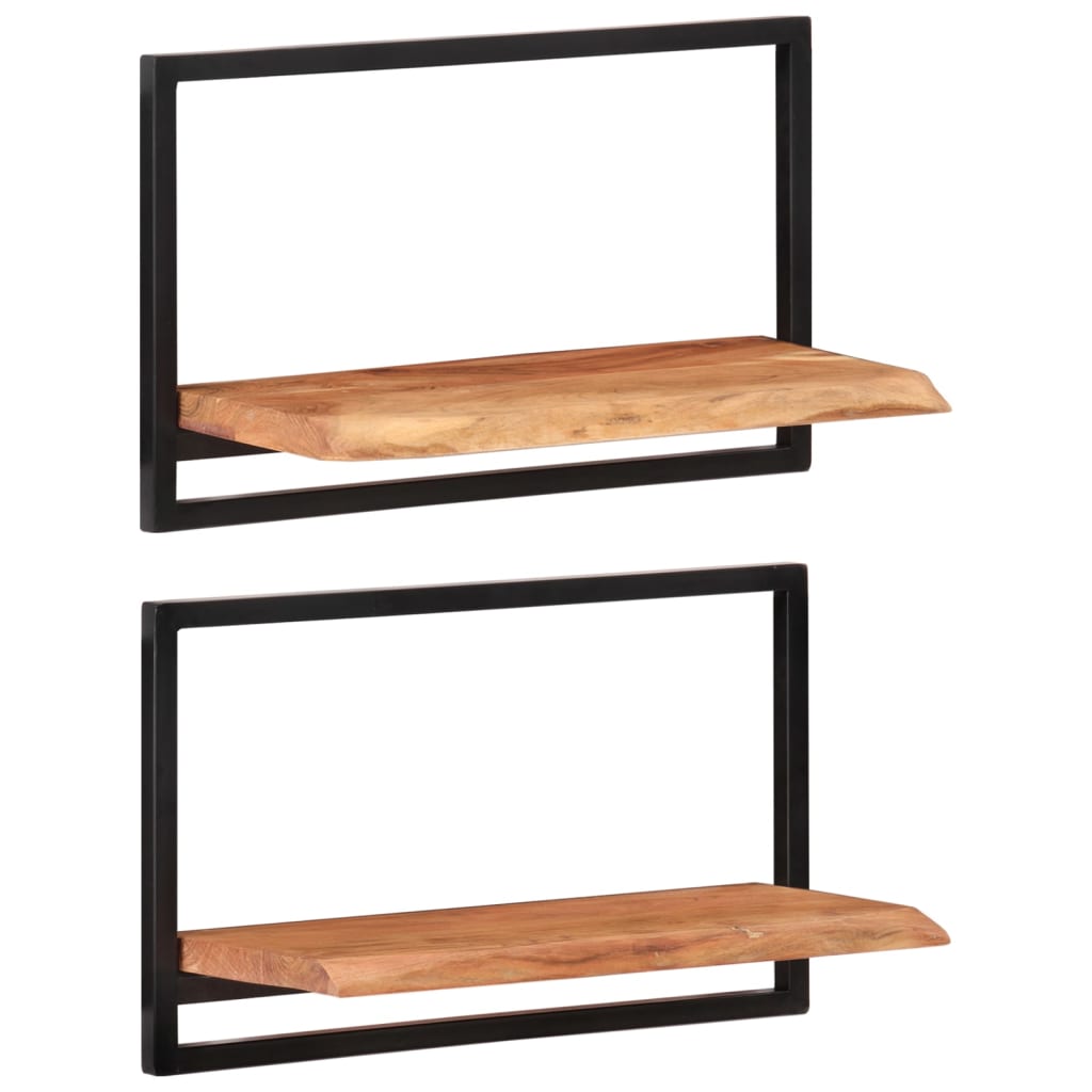 Étagères murales 2 pcs 60x25x35 cm Bois d'acacia et acier - XIOS