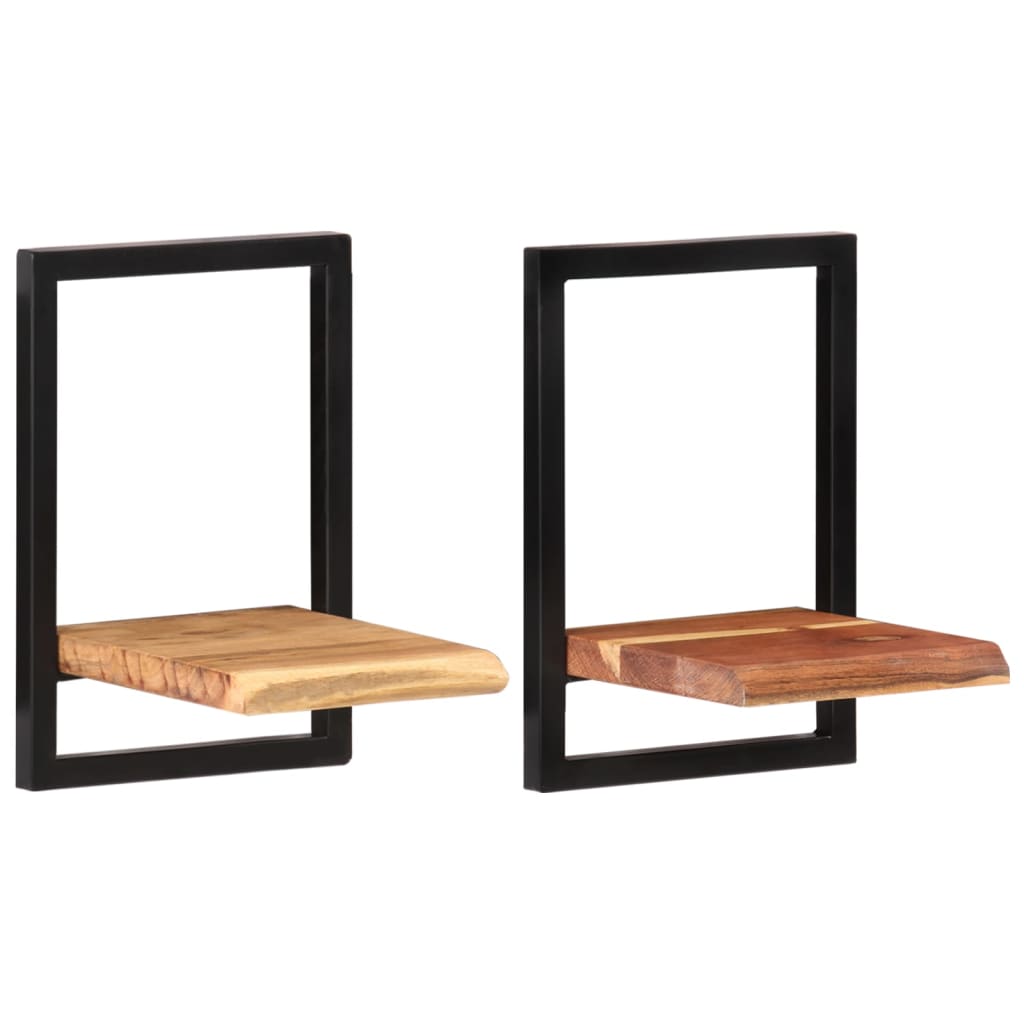 Étagères murales 2 pcs 25x25x35 cm Bois d'acacia et acier - XIOS