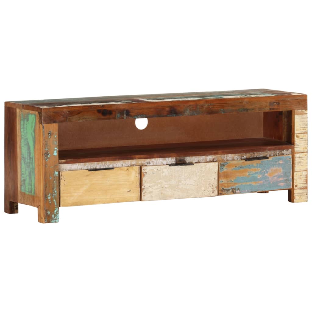 Meuble TV 110x30x40 cm Bois de récupération massif - XIOS