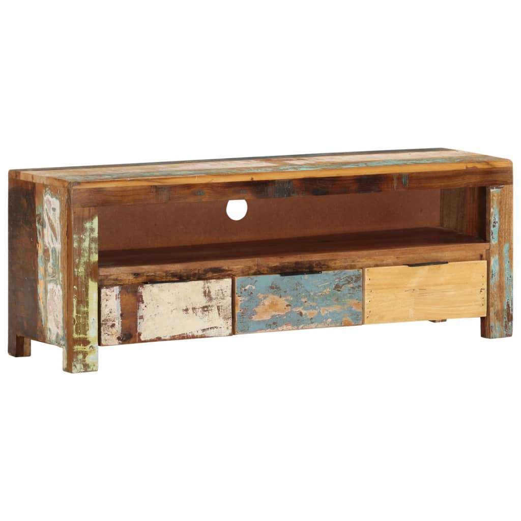 Meuble TV 110x30x40 cm Bois de récupération massif - XIOS