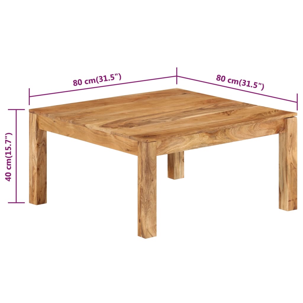 Table basse 80x80x40 cm Bois d'acacia massif - XIOS