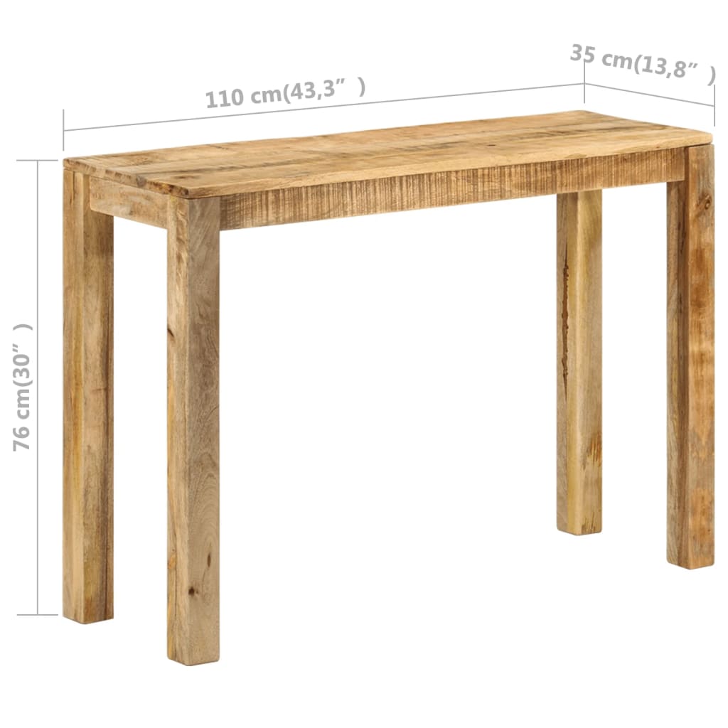 Table console 110x35x76 cm Bois de manguier brut - XIOS