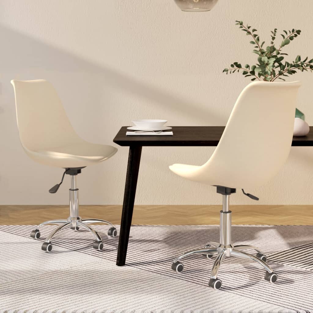 Chaises pivotantes à manger lot de 2 Crème Tissu - XIOS