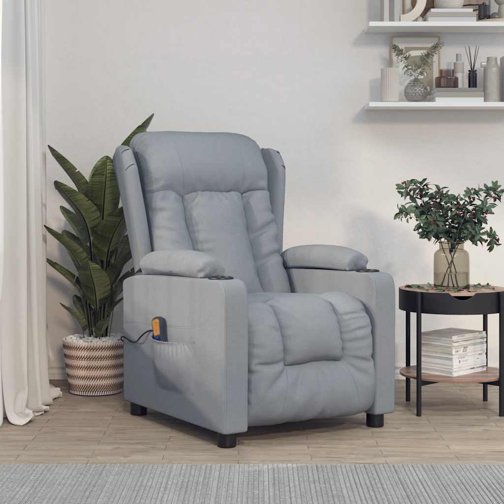 Fauteuil de massage Gris clair Tissu Fauteuils électriques vidaXL