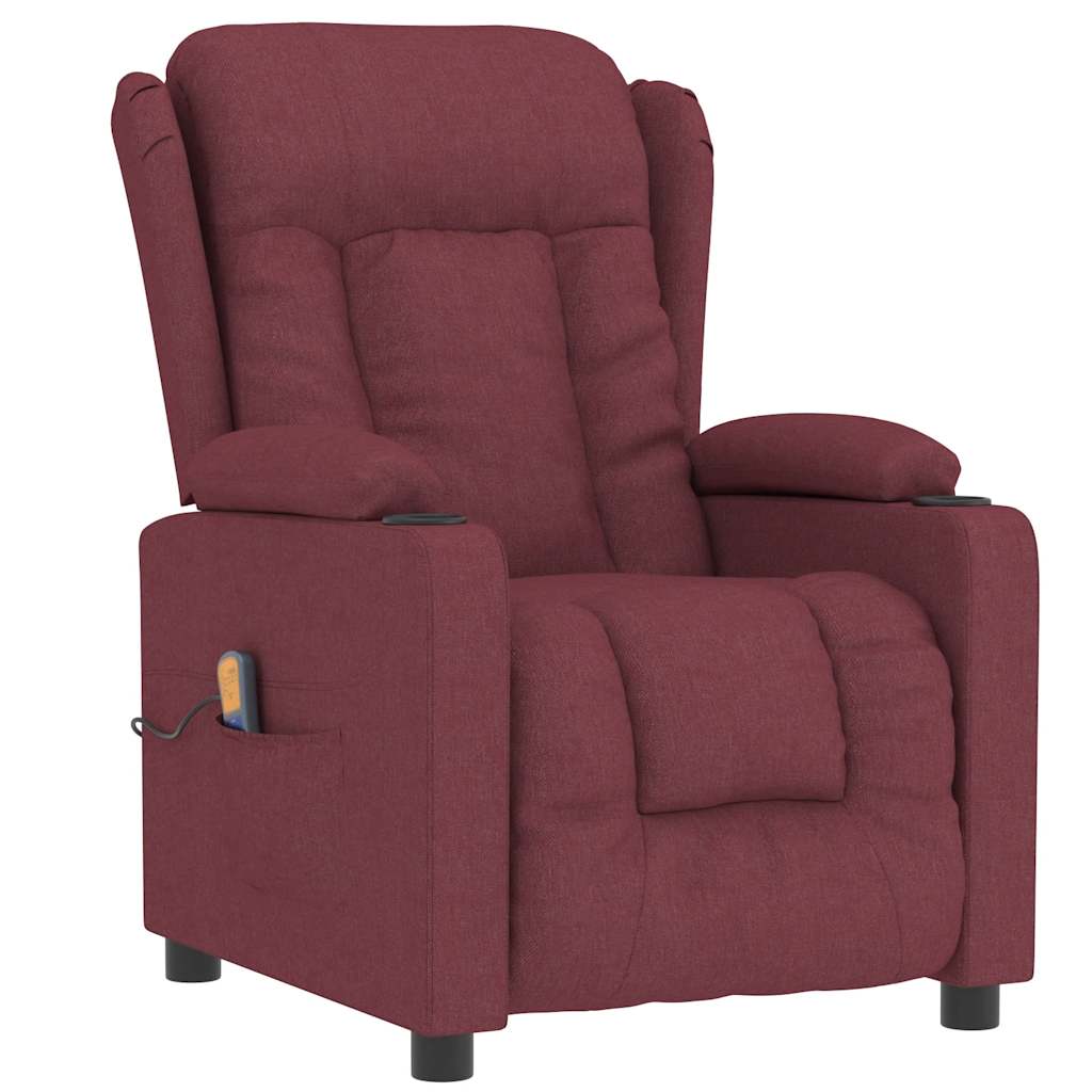 Fauteuil de massage Rouge bordeaux Tissu Fauteuils électriques vidaXL
