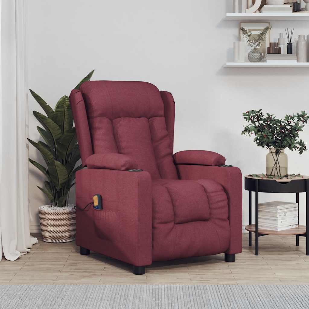 Fauteuil de massage Rouge bordeaux Tissu Fauteuils électriques vidaXL
