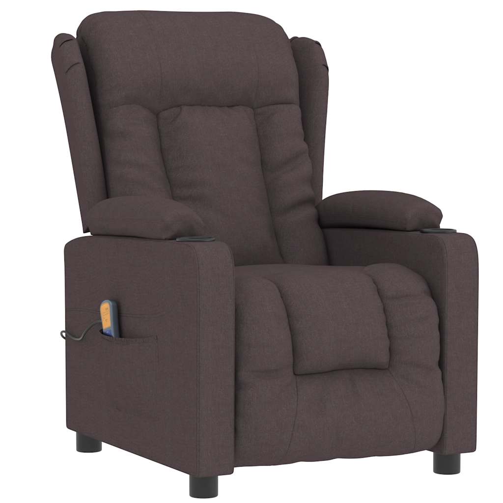 Fauteuil de massage Marron foncé Tissu Fauteuils électriques vidaXL