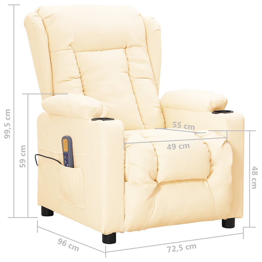 Fauteuil de massage Crème Similicuir Fauteuils électriques vidaXL