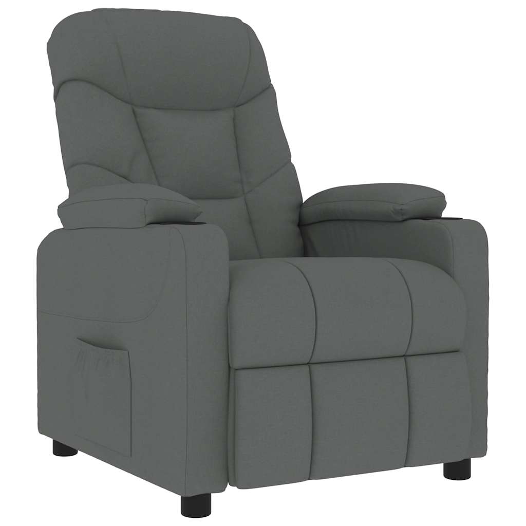 Fauteuil de massage Gris foncé Tissu Fauteuils électriques vidaXL
