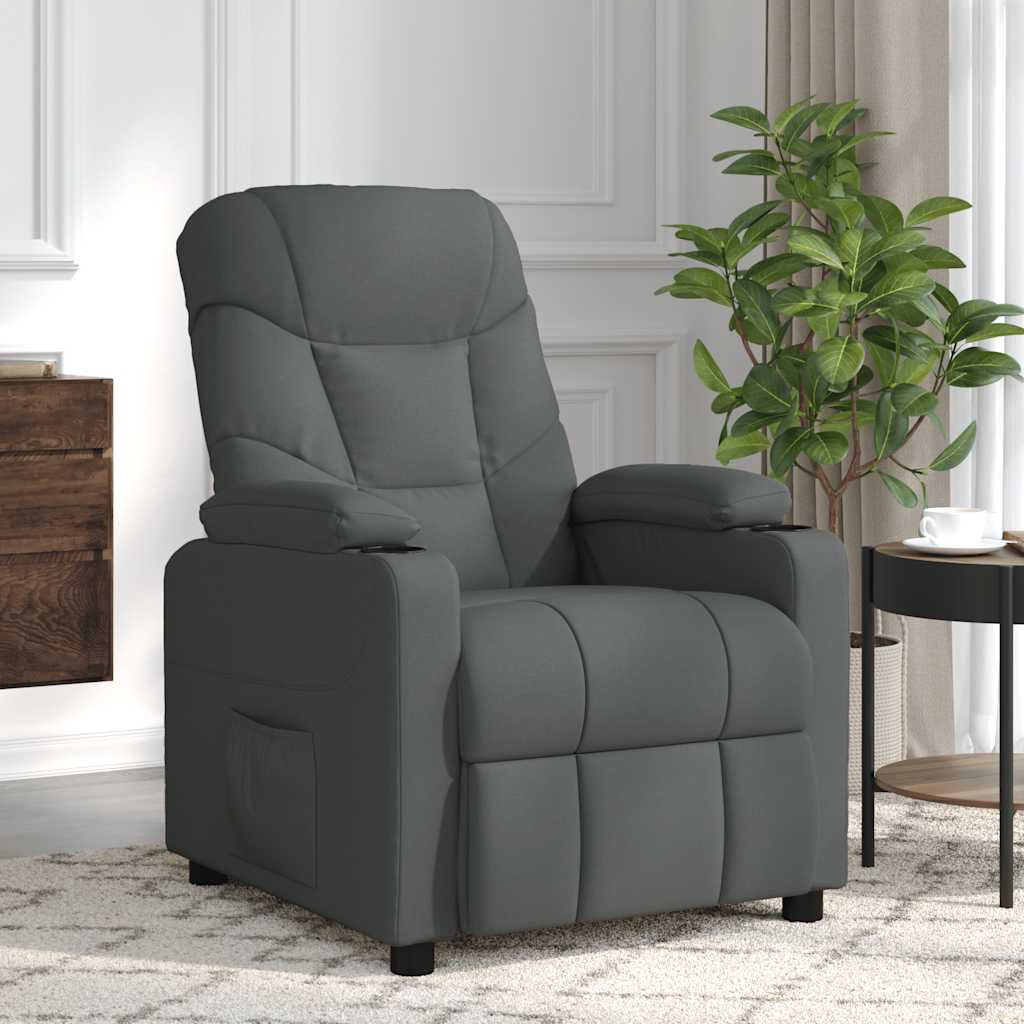 Fauteuil de massage Gris foncé Tissu Fauteuils électriques vidaXL