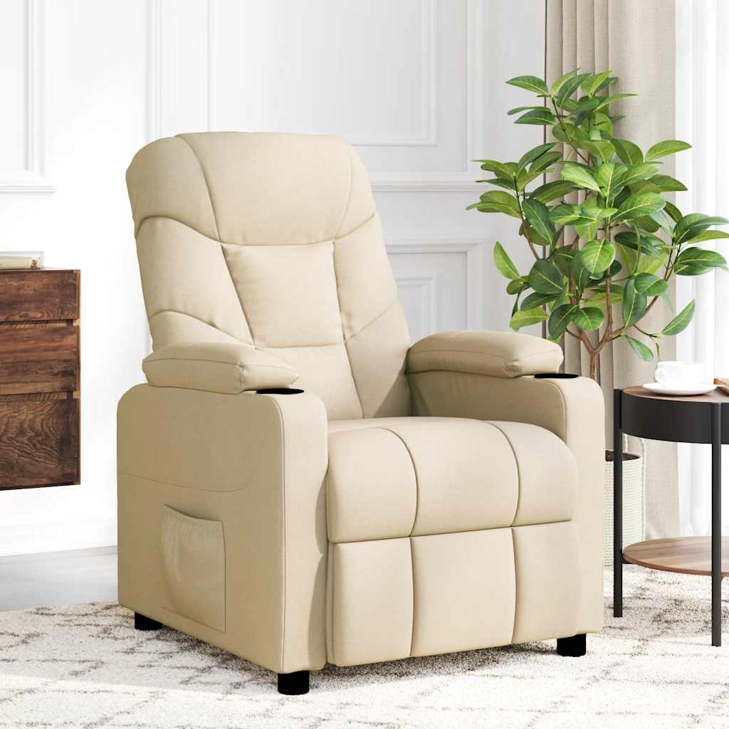 Fauteuil de massage Crème Tissu Fauteuils électriques vidaXL