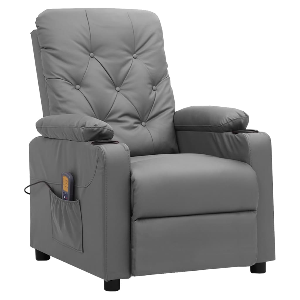 Fauteuil de massage Gris Similicuir Fauteuils électriques vidaXL