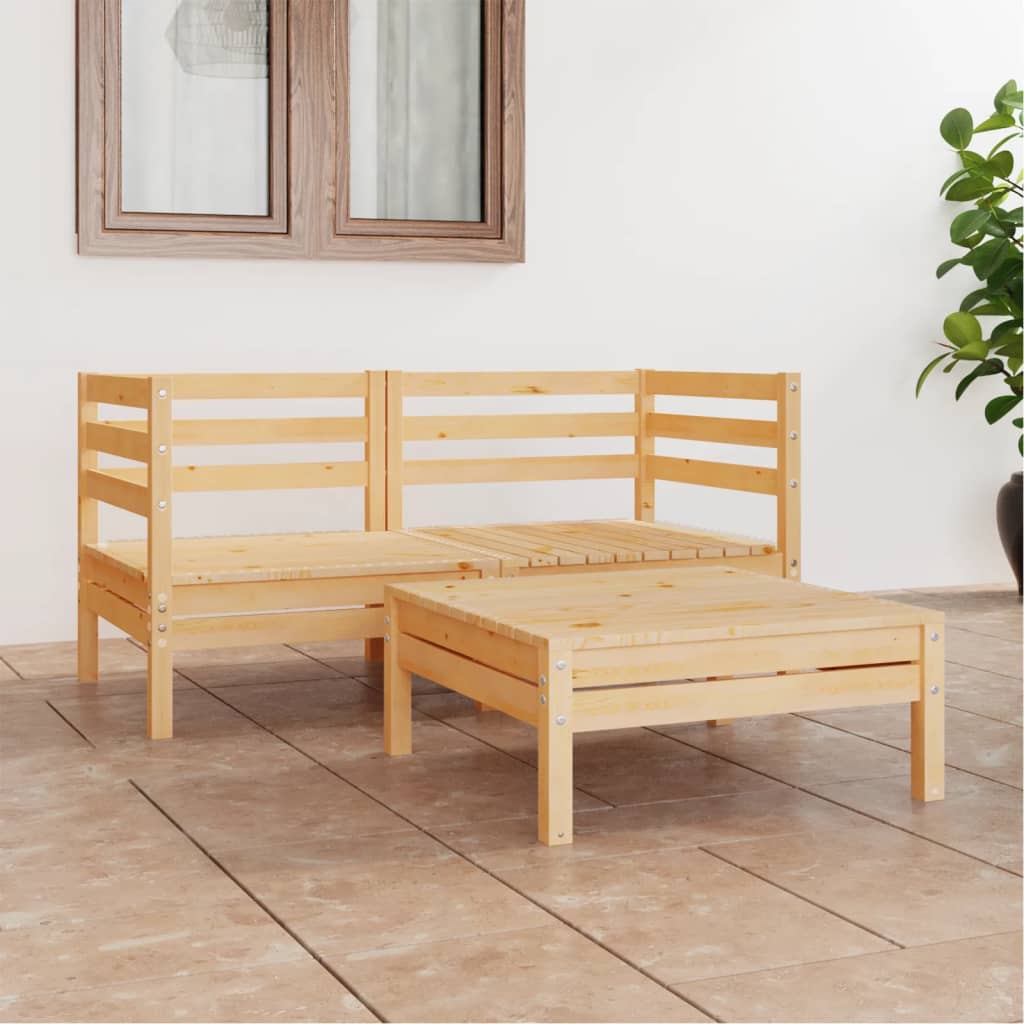 Salon de jardin 3 pcs Bois de pin massif