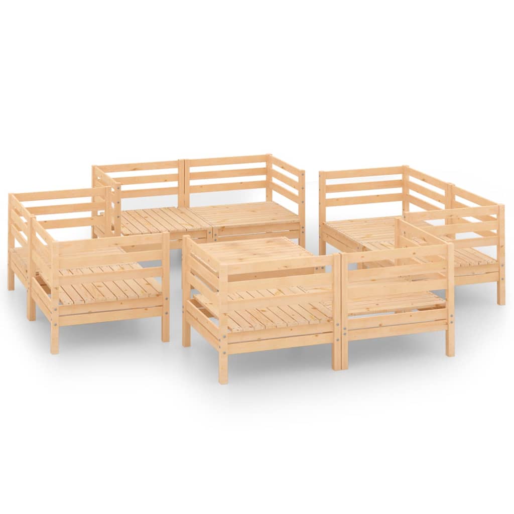 Salon de jardin 9 pcs Bois de pin massif