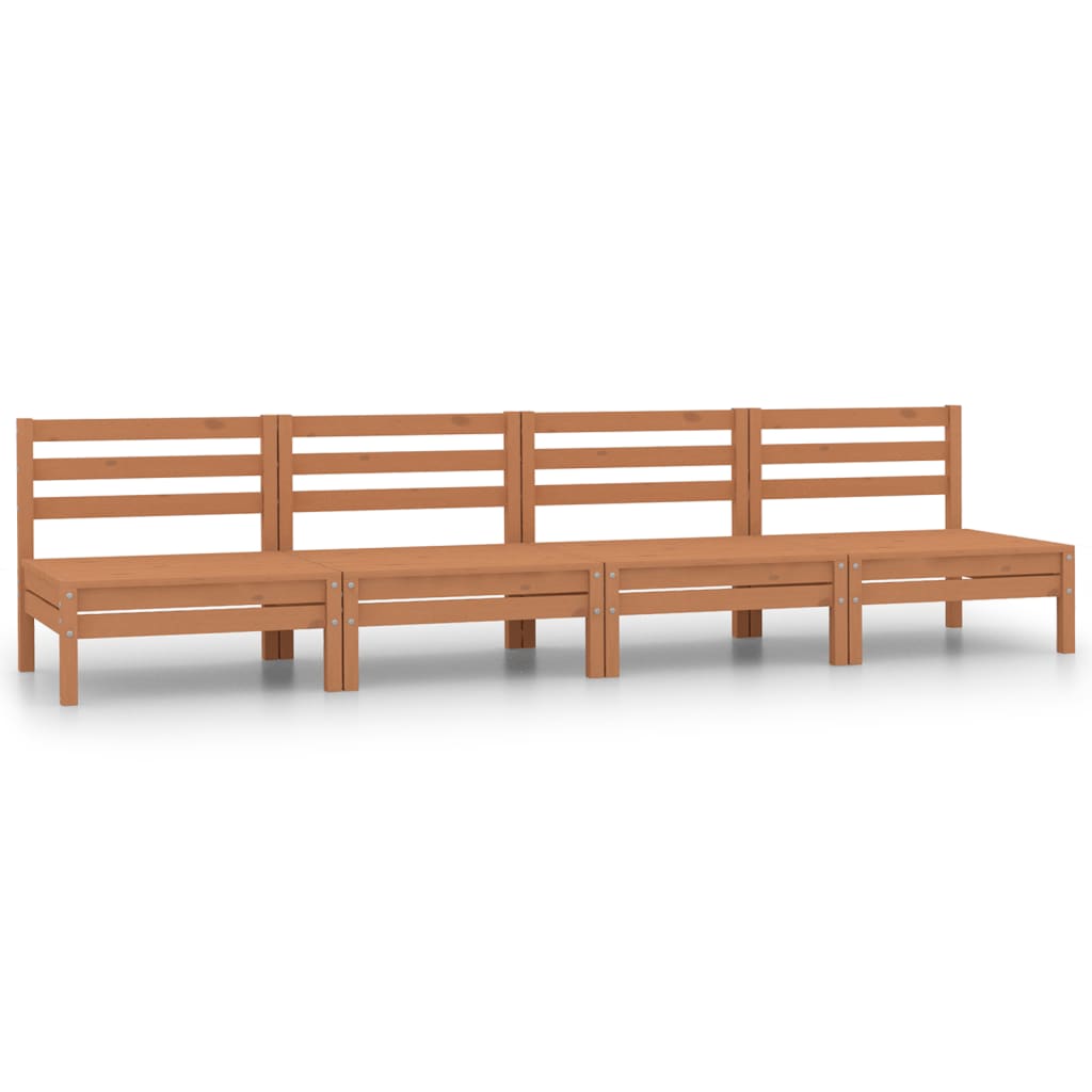Salon de jardin 4 pcs Marron miel Bois de pin massif
