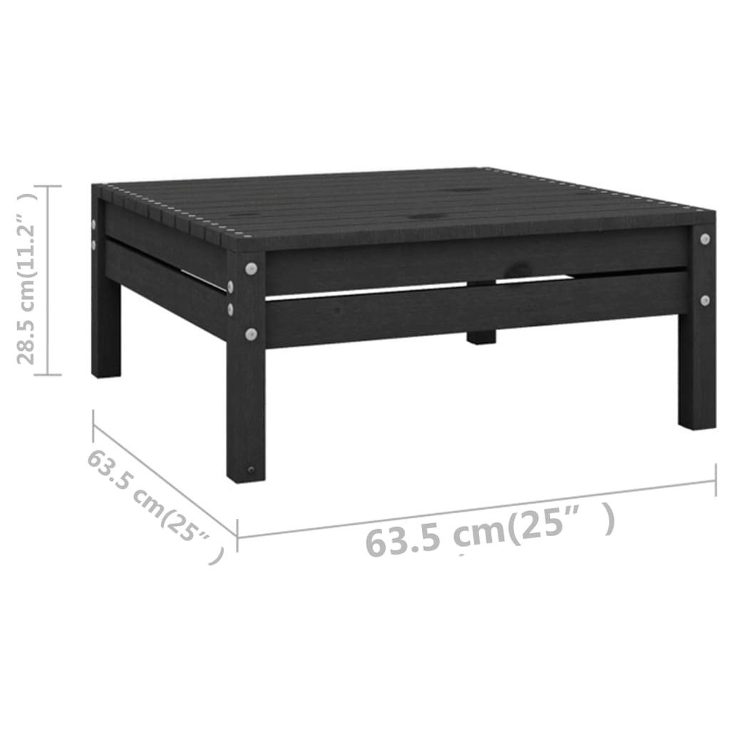 Salon de jardin 5 pcs Noir Bois de pin massif