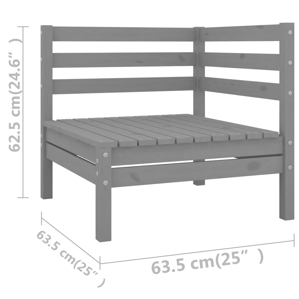 Salon de jardin 4 pcs Gris Bois de pin massif