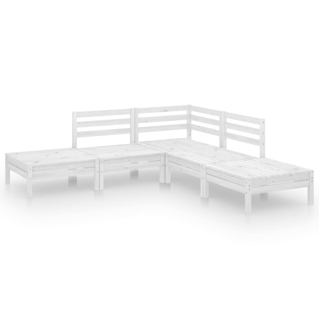 Salon de jardin 5 pcs Bois de pin massif Blanc