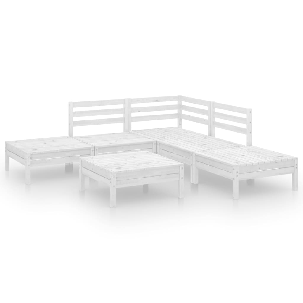 Salon de jardin 6 pcs Bois de pin massif Blanc