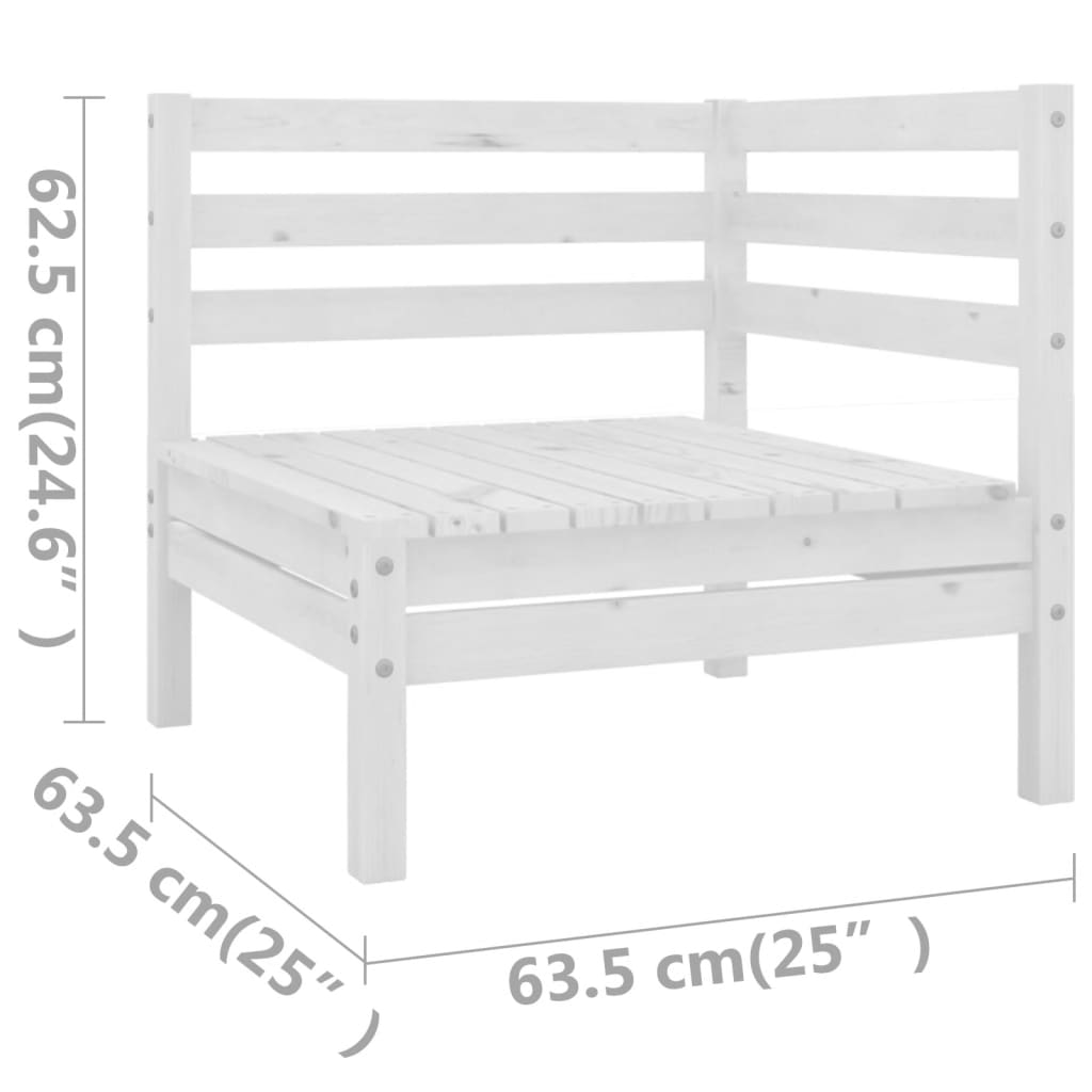 Salon de jardin 6 pcs Bois de pin massif Blanc
