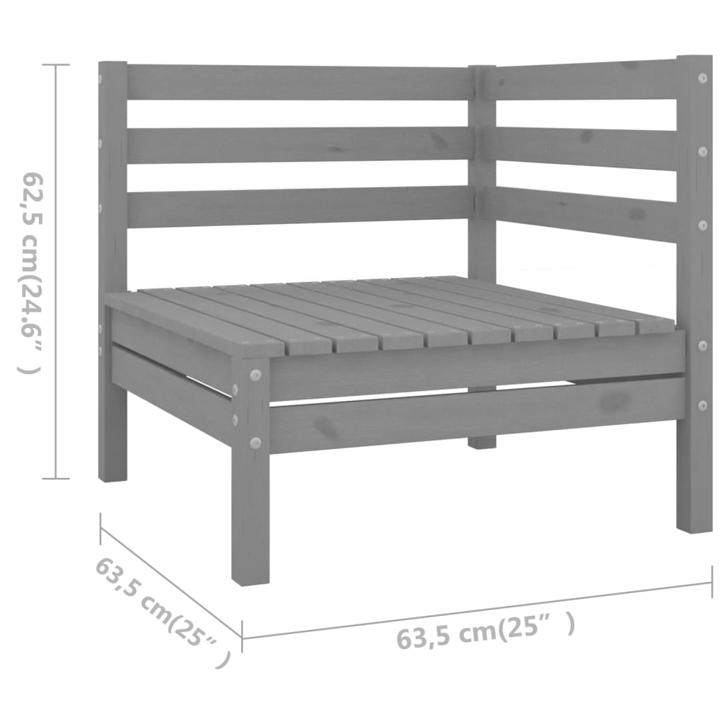 Salon de jardin 6 pcs Bois de pin massif Gris