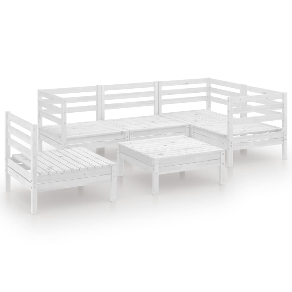 Salon de jardin 6 pcs Bois de pin massif Blanc